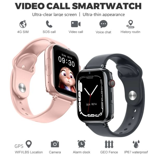 Saatler Çocuk Akıllı İzle Telefon GPS Tracker WiFi LBS Konum Video Arama Ultra Case Bebek Ses İzleme 4G Smartwatch Xiaomi LT38