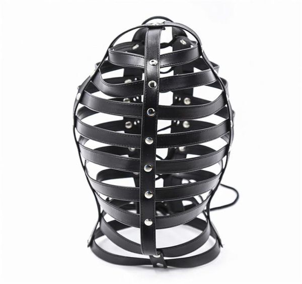 Sexprodukt Neues weiches Leder Bondage Motorhaube Kopfbedeckungsmaske Eyepatch Hunde Slave Erwachsene BDSM Bett Spiele Sex Flirtspielzeug Schwarz RE8235130