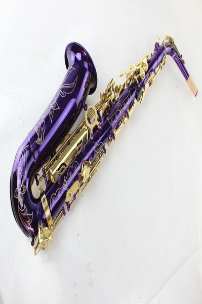 Einzigartige lila Oberfläche Hochwertige hochwertige Alt -Saxophon -Messing -Saxophon Saxophon Gold Lack Key Alto EB Melodie Saxal Musical Instrumente 1582974