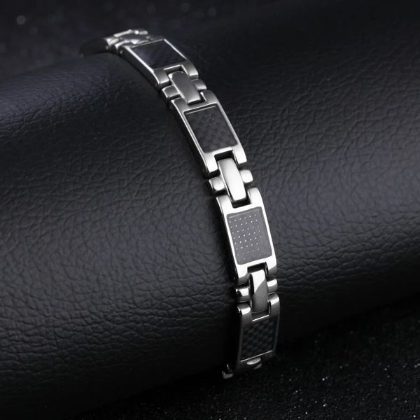 9 mm Breitleistung Erhöhung Magnettherapie Herren Armbänder Schmuck Schwarz Edelstahl Gesundheitsbehörden Jungen Armbandgeschenke für Männer 240409