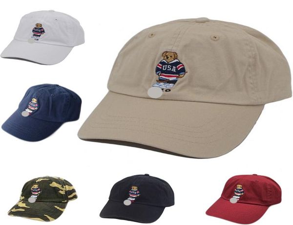 Classic Baseball Polo Recamiter Bear Men039s Hat Hat Black Navy Khaki Soccer Vintage Cap Hat Nuovo con tag per l'ingrosso8861940