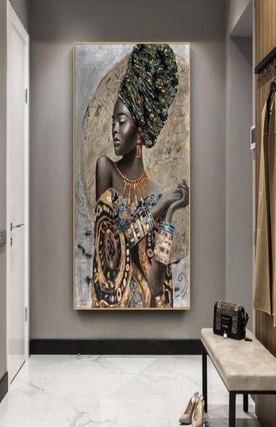 Full Square Diamond Pintura Africana Black Woman Pictures for Borderyer Round Diamond Mosaic African Girl Wall Stickers Decor98053065628