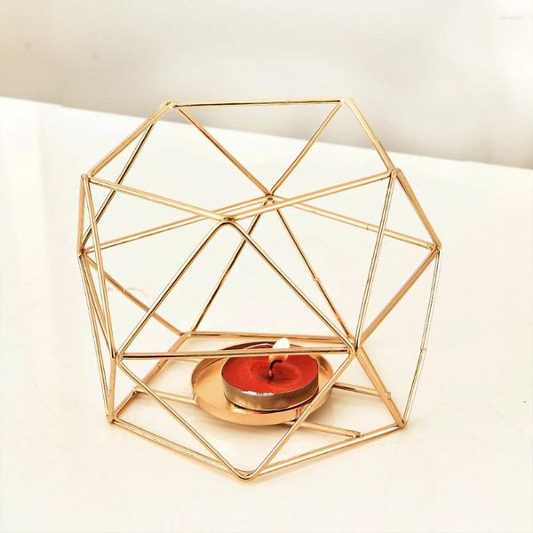 Mum Tutucular 3D Düzensiz Geometrik Demir Sanat Tel Tutucu Basit Romantik Stil Gelin Masaüstü Ev Dekorasyon