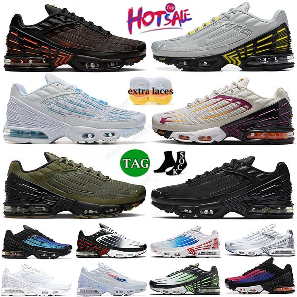 Running Shoes Men feminino Plus TN III Grande tamanho 12 TNS laser azul void cinza preto azeitona 25º aniversário Tuneado TN 3 Designer Repita Impressão Unidade Tênis de tênis Unity