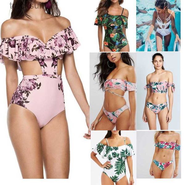 Swimwear femminile Nuovo arrivo Bkini Fashion Lady Flowers Strippato Stampa Bikini set sexy Swollow Swimsuit Triangle pezzi Bikini Set S/M/L/XL C240412