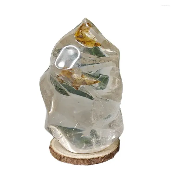 Estatuetas decorativas de fumaça natural quartzo arco -íris cola de cristal tocha casa de casa decorada meditação de altar de bruxclaria meditação de pedras preciosas pedras preciosas