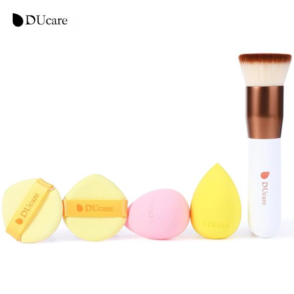 Комплекты Ducare Foundation Brush Makeup Sponge плоская вершина щетки щетки кабуки Синтетическое смешивание жидкое порошок косметика косметика красоты косметики