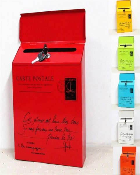 Caixa de letra de bloqueio de ferro vintage Pastoral Mount Caixa de correio Caixa de correio Postal Carta