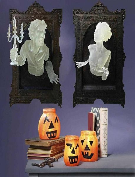 Ghost in the Mirror Halloween Resina Ornamenti di cornici luminose X0803301E8227571