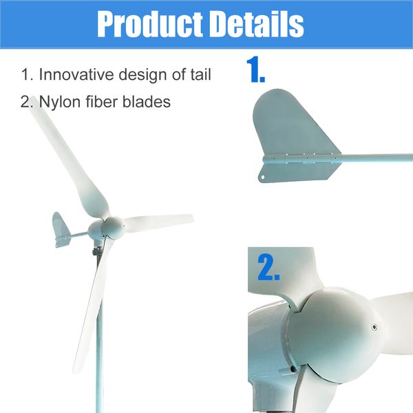 Generatore di turbine eoliche ad alta potenza da 4000 W Generatore eolico Kit di sistema completa di sistema 220 V per campeggio del generatore elettrico per elettrodomestici domestici