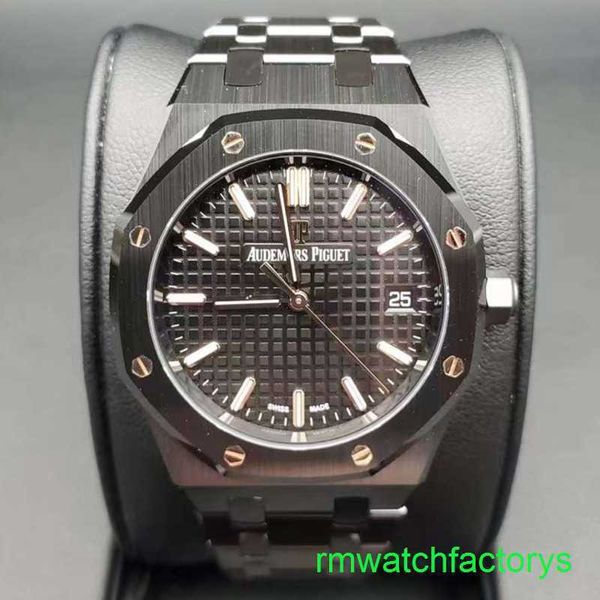 Famous AP Wrist Watch Real Royal Oak Series 77350CE Black Ceramic Back Transparent Womens Fashion Leisure Business Sports Sports Watch