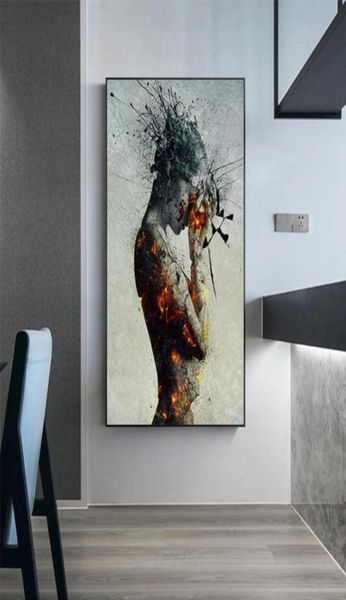 Плакаты на стенах на стенах и печать Flame Modern Abstral Art Wall Pictures для гостиной