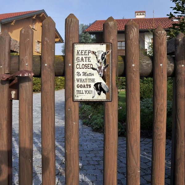 Sinal de aviso engraçado Keep Gate Fecht, não importa o que as cabras lhe dizem vintage Tin Metal Três cabras fofas para o portão da fazenda em casa