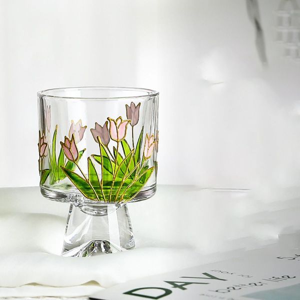 Bedrucktes Tulipglas Rotweinglas Tasse Lackierter Becher Whisky Glass Becher Wasserglas Tasse Schneebereich Gravurer Elchkernkalte