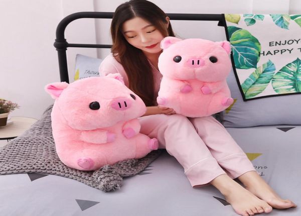 1pc schöne fette runde Schweinplüschspielzeug Kawaii Tierrosa Schwein Puppen gefülltes Spielzeug für Kinder weiche Kissen Mädchen Weihnachtsgeschenk Y28151042