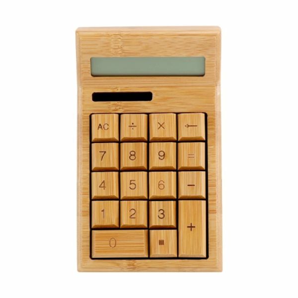 Calculadoras Calculadora de Escritório de Bambu 12 Digits LCD Display Escola Especial Presente Calcule a Ferramenta Comercial Bateria Solar Powered