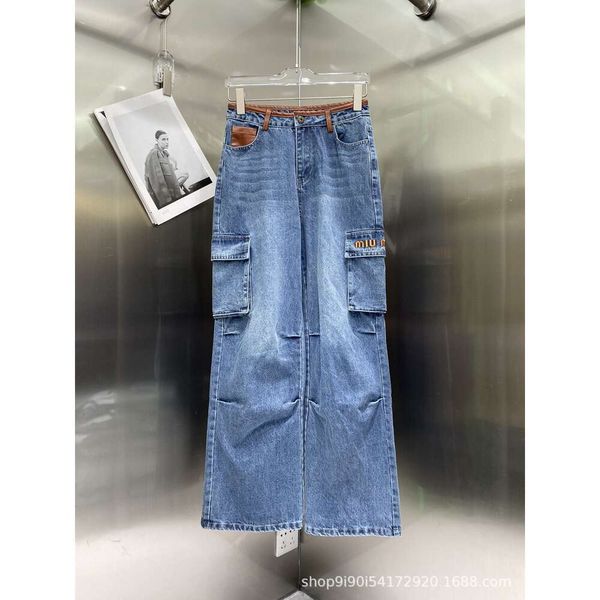 Vestidos casuais básicos pré -outono americano versátil workwear jeans clássico colaboração em couro colaborado design de moda moda slim