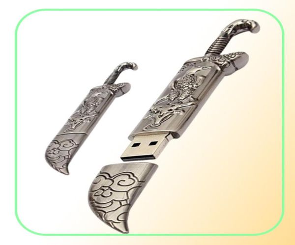 Capacidade real 16GB128GB USB 20 Modelo de espada de metal Flash Stick Stick Storage Pen Pen Drive4720060