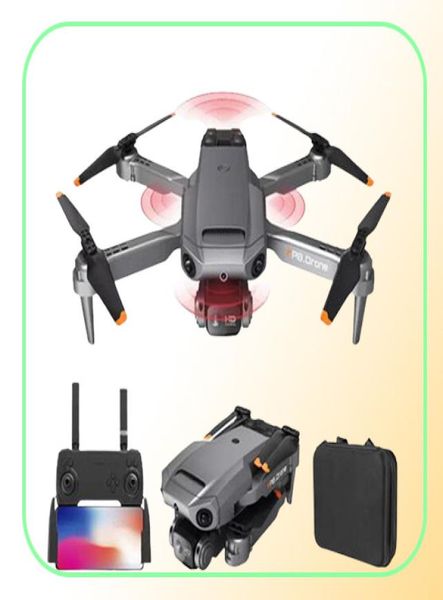 P8 mini drone 4k 8k hd câmera dupla aeronave profissional wifi fpv com quatro lados evitação de obstáculos infravermelhos dobrando quadcopter helico8149644