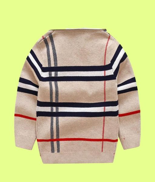 2022 Kids Designer Fashion Cardigan Sweater Plaid Knit Pullover de algodão infantil suéteres impressos Blends de lã de lã meninos meninas CLO8516417