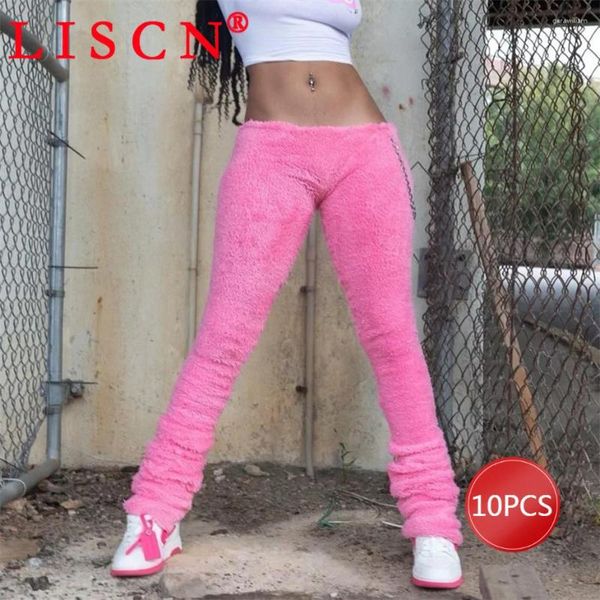 Frauenhose 10pcs Schüttgutgegenstände Großhandel Lose Frauen 2024 Kette Feste Farbe Flare Pant Y2K Fashion Casual Fitnesshosen K13297