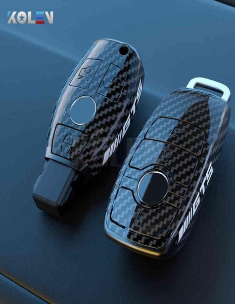 ABS Carbon Fiber Style Car Key Cover Shell FoB для Mercedes A B C E S Class W204 W205 W212 W213 W176 GLC CLA AMG W1772444047