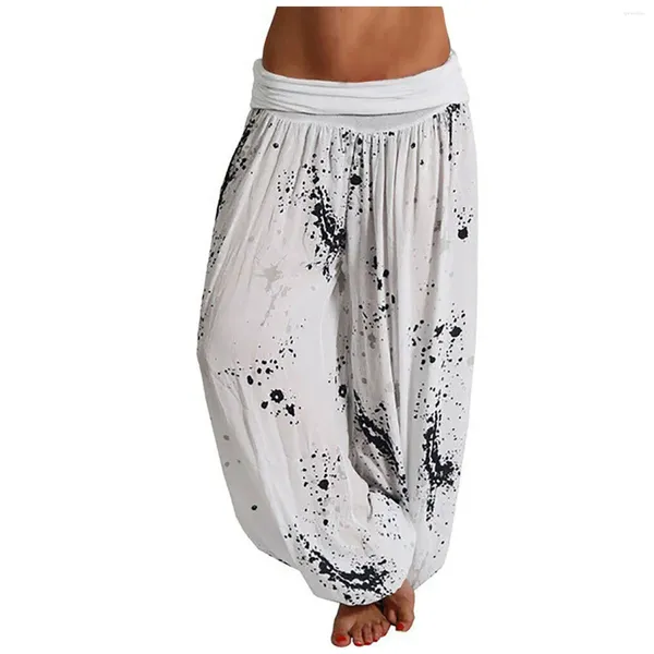 Pantaloni da donna Fashion Bohémien Floral Stampa Donne Long 2024 Mid Waist Vintage Harem Elastic Boho Beach Pantaloni#F3
