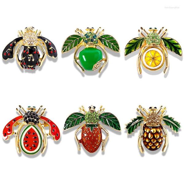 Spille Shmik Fruit Fruit Enmale Balzia Pin per donne Uomini carini Serie di insetti squisiti Badge metallici Crystal Corsage Accessori