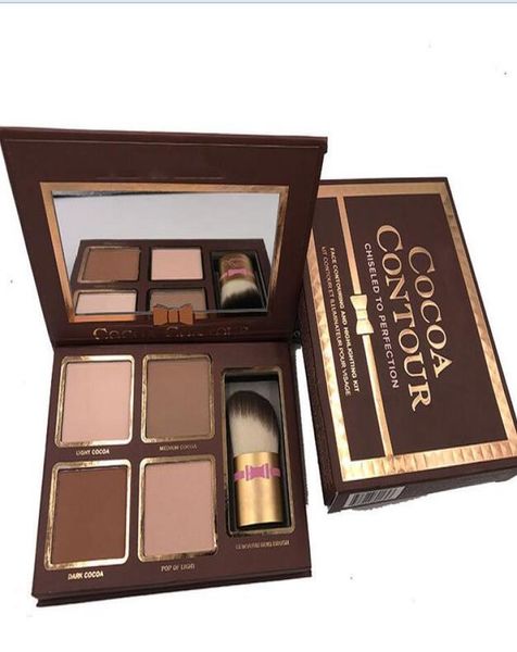 Marken -Make -up Kakaokontur Kit 4 Farben Bronzer Highlighters Pulver Palette Nackt Farbe Schimmer Stick Kosmetik Schokolade Eyal 3102910