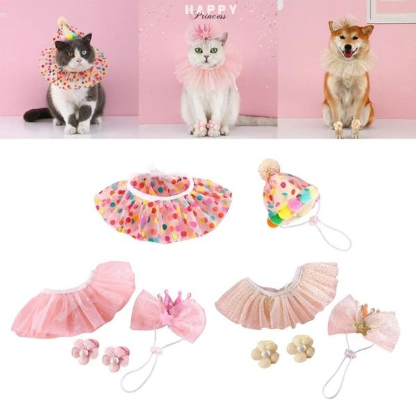 Vestuário de cachorro princesa bandeira de batente de cachecol de gatinho chapéu pequeno gato de gato acessórios de fantasia