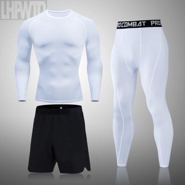 Pantaloni nuovi set di compressione Set da uomo Leggings pieghevoli da uomo Sport Fitness Tshirt Leggings Shorts Man Running Pants Uomini