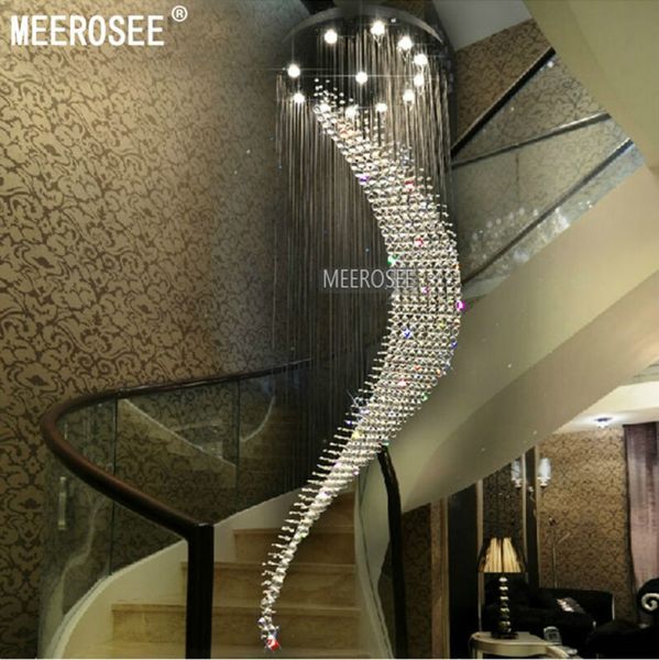 Spiral K9 Kristal Tavan Işık Fikstürü Büyük Avize Modern Lüks Yeni Tasarım Koridor Proch Hotel Merdiven Fuaye İçin Ev Aydınlatma