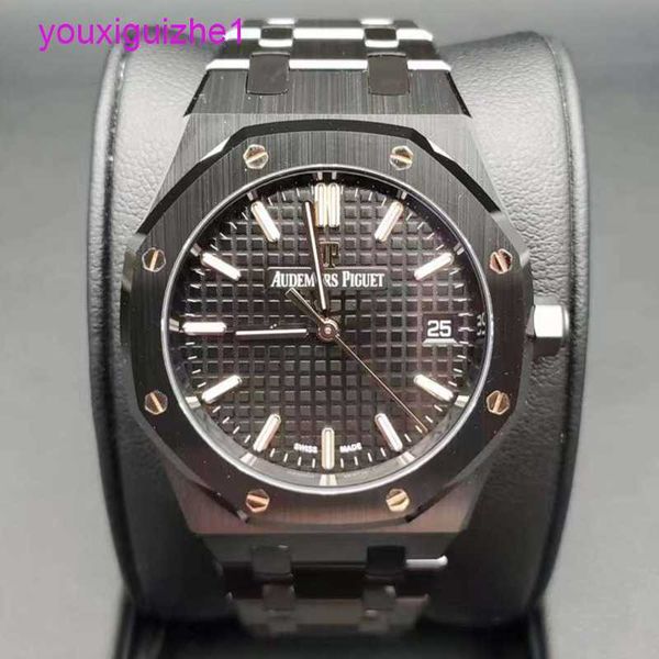 Lastest AP Wrist Watch Real Royal Oak Series 77350CE Black Ceramic Back Transparent Womens Fashion Leisure Business Sports Sports Machinery Watch