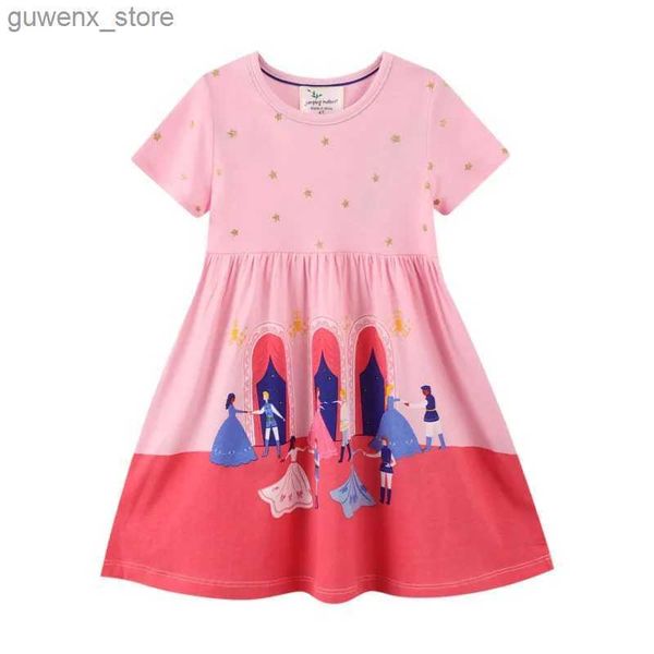 Abiti da ragazza saltare meter estate Princess Girls Dresses Cotton Short Short Kids Abbigliamento per bambini Adotti per feste per feste per matrimoni COSTUTTO