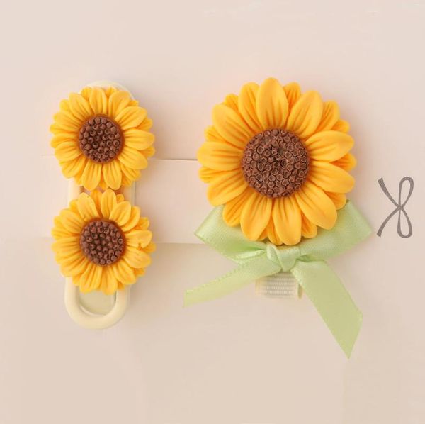 Haarclips Sonnenblume 2pcs Schmuckzubehör Koreanische Modestil Haarnadel Harz Mädchen Baby Heade Schulbüro