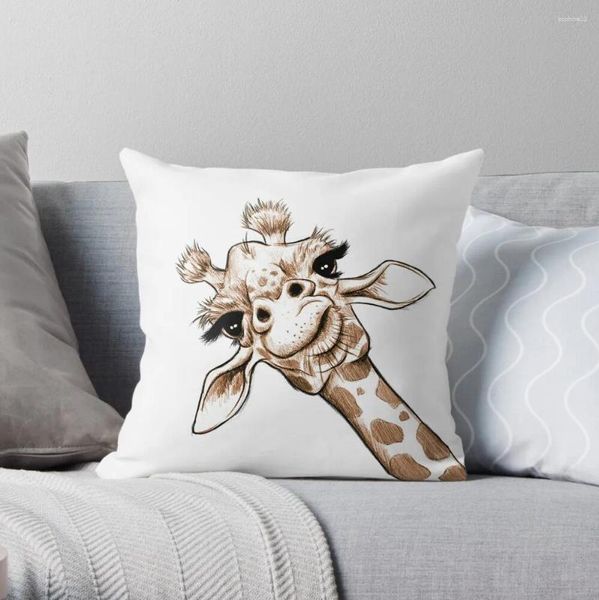 Pillow Sketch Giraffe Art Throw Sofá Tampa de capa decorativa para sala de estar