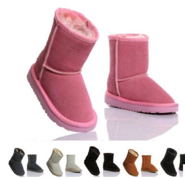 Дизайнерские детские снежные ботинки Детские классические сапоги девочки детские мех замшевые сапоги