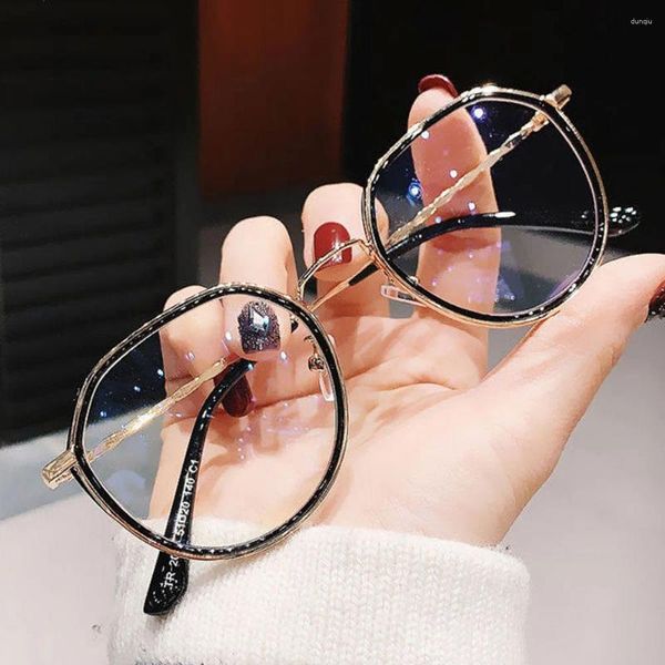 Sonnenbrille Metall Runde Antiblau -Licht -Brille Frauen Mode blockieren Brillen Rahmen transparentes Computer optisches Spektakel