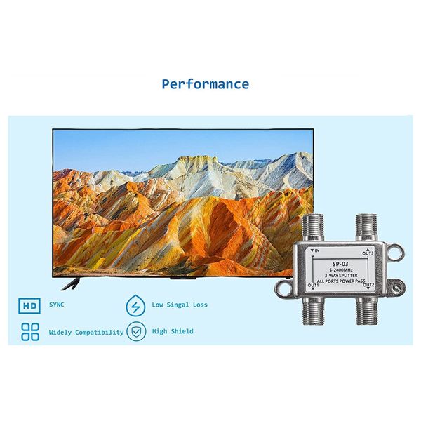 5 bis 2400 MHz 2/3/4 Wege TV-Antennen-Satelliten-Splitter Koaxialkabel Antennenkabel Signal Splitter F-Type Socket Weibchen Anschluss