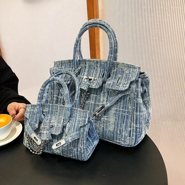 Aufbewahrungstaschen Messenger Canvas Bag Korean Cross Shopping Frauen Jeans Jeans Denim Handtasche Eco Schulter Kellyed Crossbody täglich