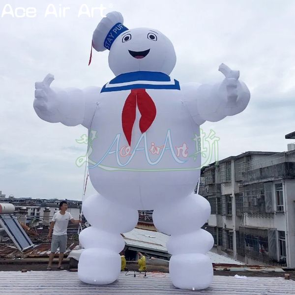 Halween Ghostbusters personaggio gonfiabile marshmallow man pubblicitario cartone animato senza banner per celebtare il modello puft con illuminazione a led