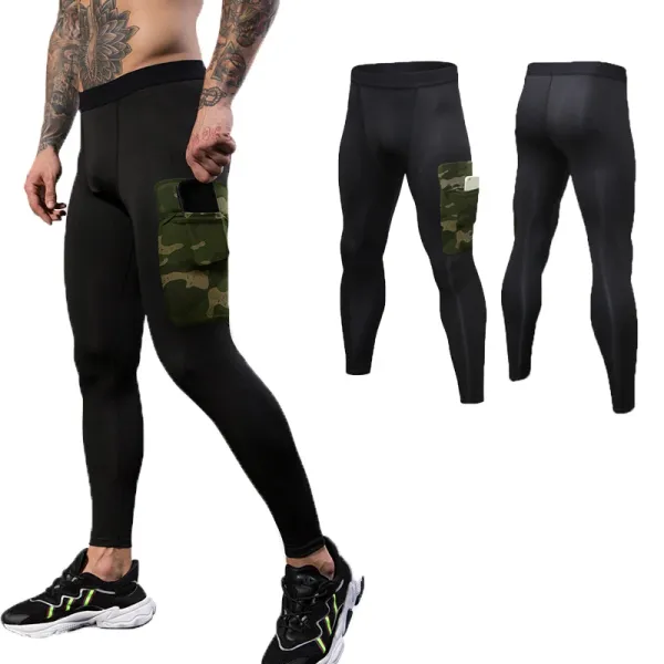 Pantaloni lovmove spandex mimetico pantaloni da corsa con pantaloni da compressione tascabile leggings gocciolatura per palestra