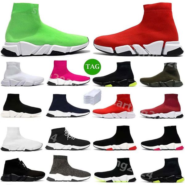 Trainer Geschwindigkeiten 2.0 Schuhe Plattform Sneaker Männer Frauen Tripler S Paris Socken Stiefel All Black White Blue Light Spliver Braun Ruby Graffiti Vintage Luxusdesigner T412