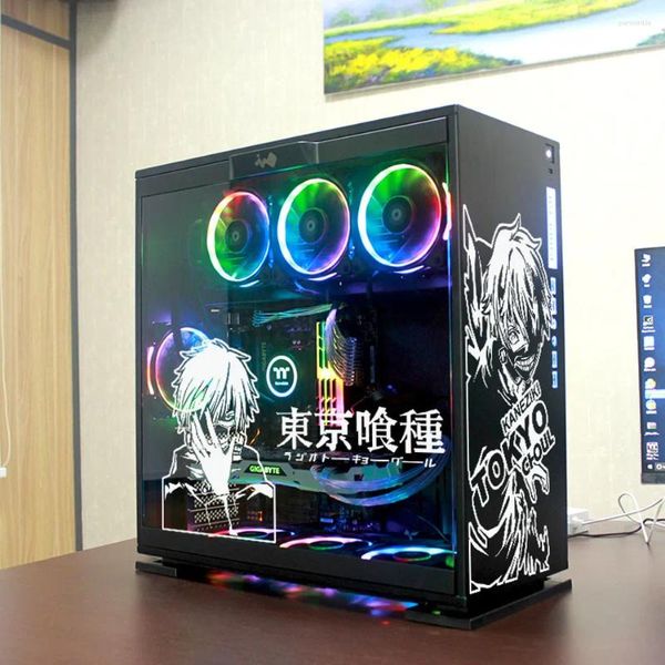 Pencere Çıkartmaları Tokio Ghoul Anime için PC Kılıfı Japon Çizgi Dekor Dekar Çıkartma ATX Bilgisayar Su Geçirmez Kolay Çıkarılabilir İçi Boş Çıkış