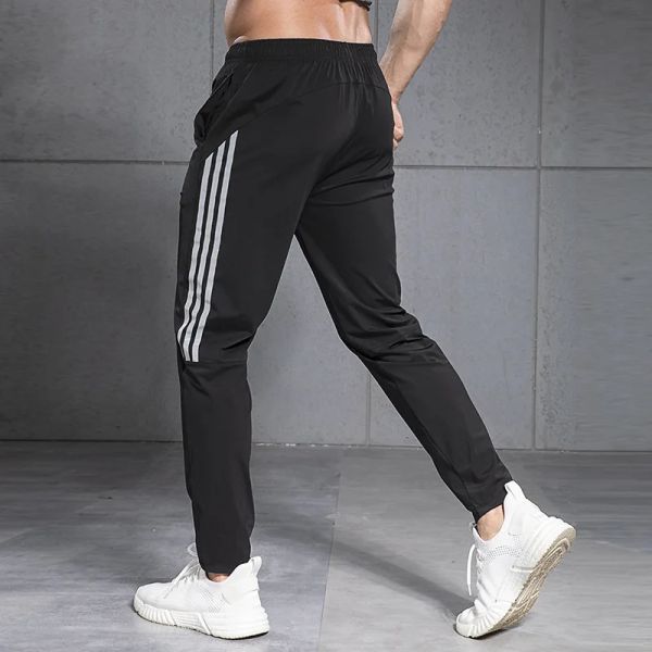 Calça homens que correm calças ao ar livre calças esportivas de fitness cor de pica -moletom para treinar elástico casual tiras reflexivas respiráveis calças