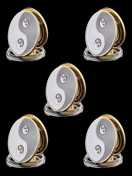 5 papps monete commemorative metal Craft Tai Chi Gossip Card Guard Protector Poker Chipsr Game Accessori3980211