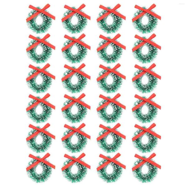 Flores decorativas 24 PCs Decoração de grinaldas de Natal pendurada ornamento ao ar livre guirlanda adorno Acessórios para paisagem em miniatura