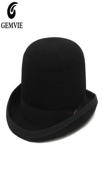 Gemvie 4 colori 100 lana feltro derby boccher cappello per uomini donne in raso rivestimento di moda formale di fedora costume cappello da mago 2205076821218