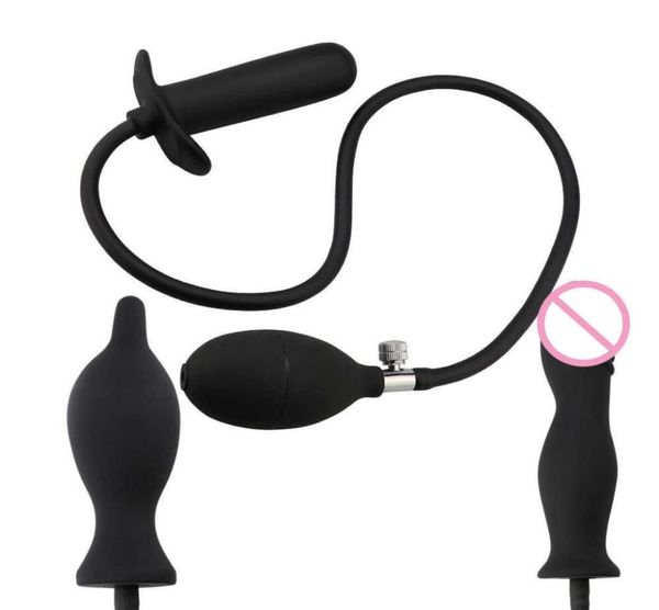 Massageartikel 3 Typen aufblasbare Analstecker Silikon Sexspielzeug für Frauen schwule Prostata Massage Anal Dilator Erweiterbarer Butt Plug 9658363