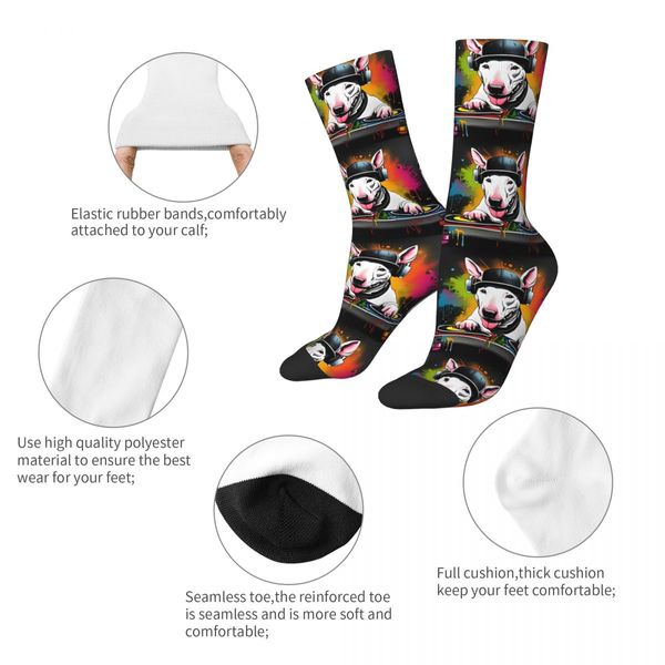 Funny Crazy Sock For Men English Bull Terrier DJ vintage Bull Terrier Pet Pet Pattern Padrão